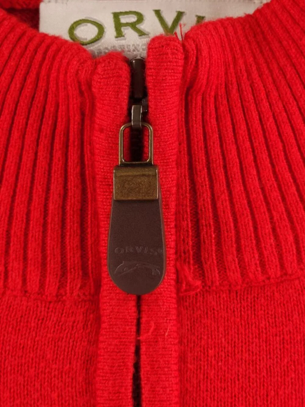 Orvis Cotton Silk Cashmere Pullover Red Sweater Soft 1/4 Zip Knit Mock Neck